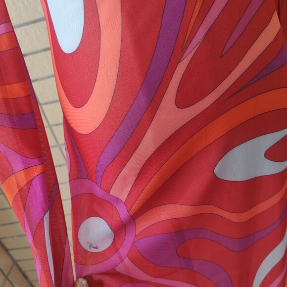 Pucci pink vortex see-through fitted long dress - Picture 8 of 11